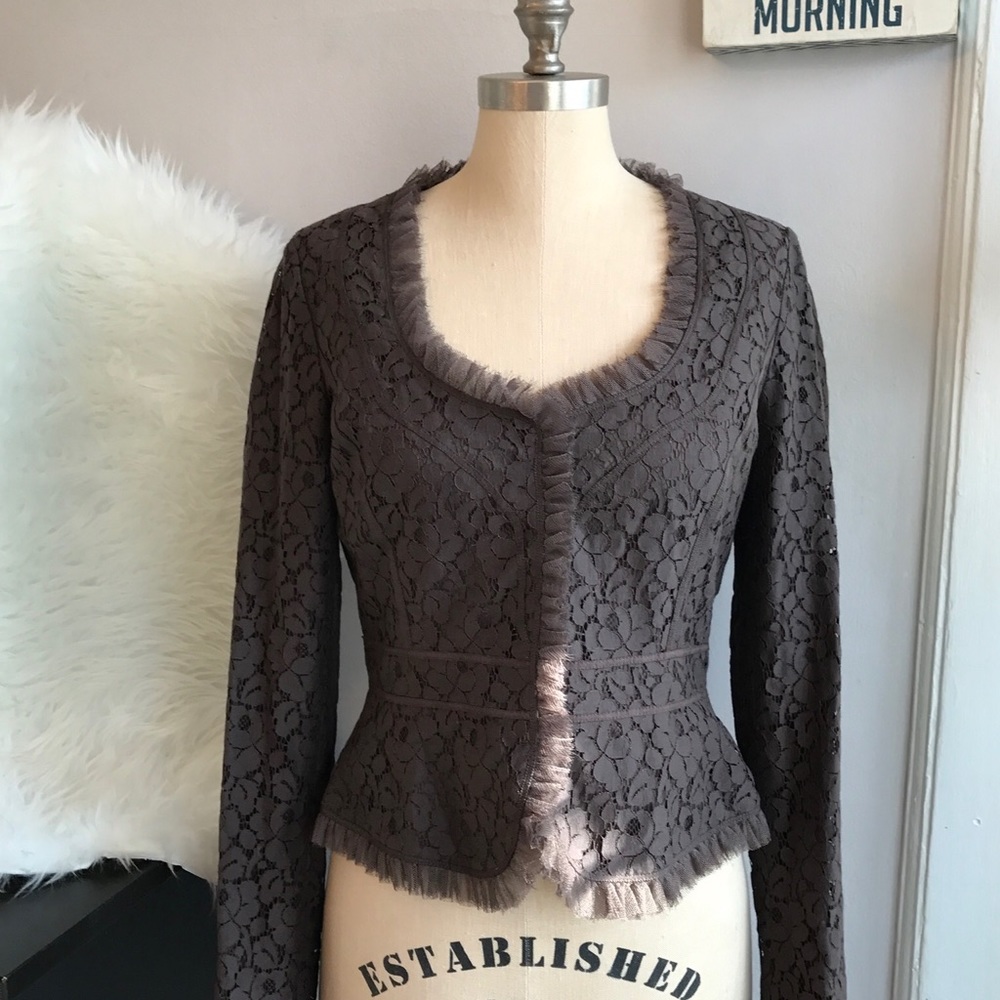 Tahari Brown Lace Jacket