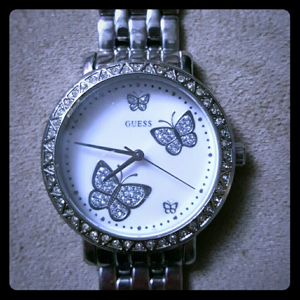 Guess Swarovski Crystal Butterfly Watch