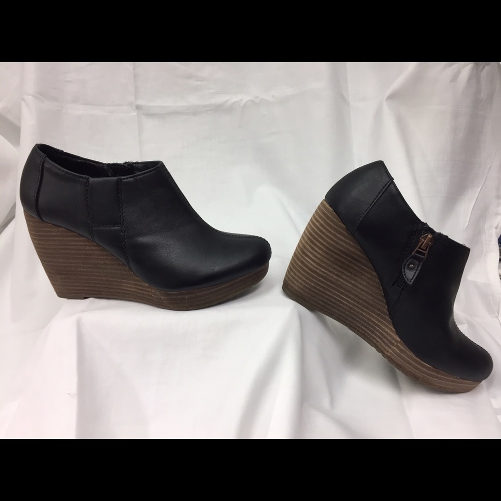 Dr Scholls Black Wedge Booties