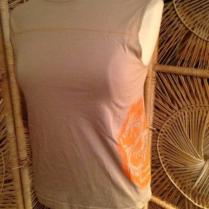 Must sell. Sleeveless T Shirt with Orange detail.