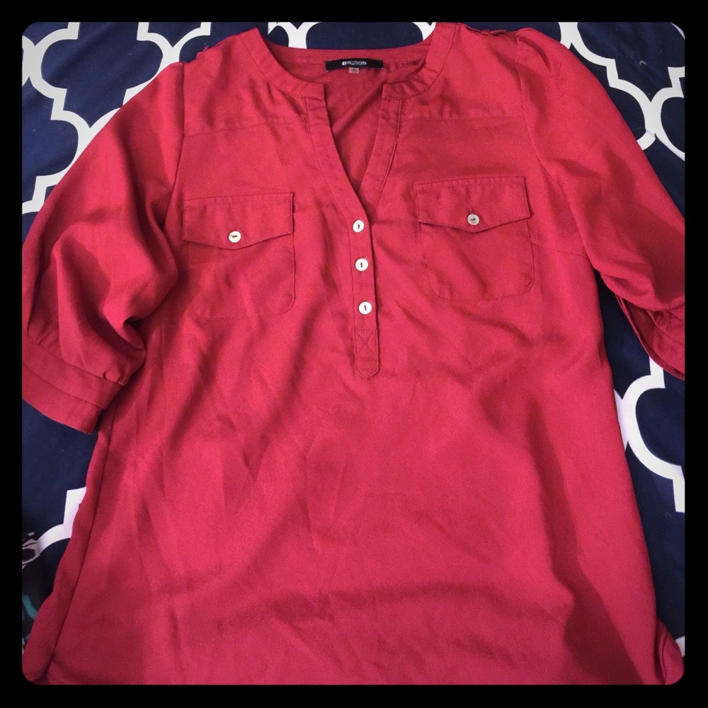 Stitch Fix wine colored blouse