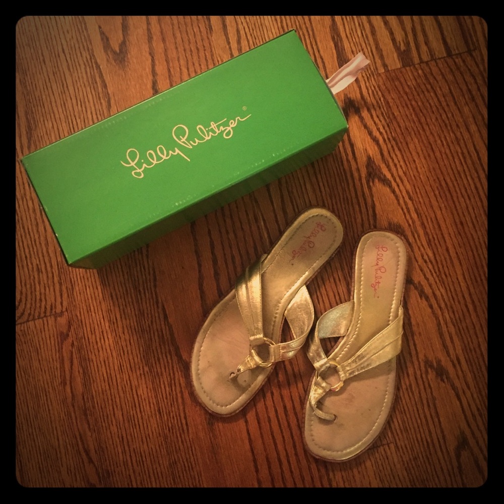 Lilly Pulitzer Gold Metallic McKim Sandals 8M