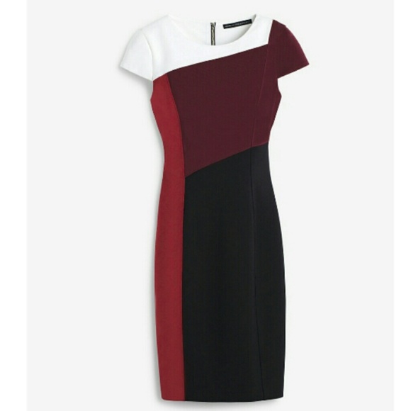 Colorblock sheath red cap sleeve dress - Picture 2 of 3
