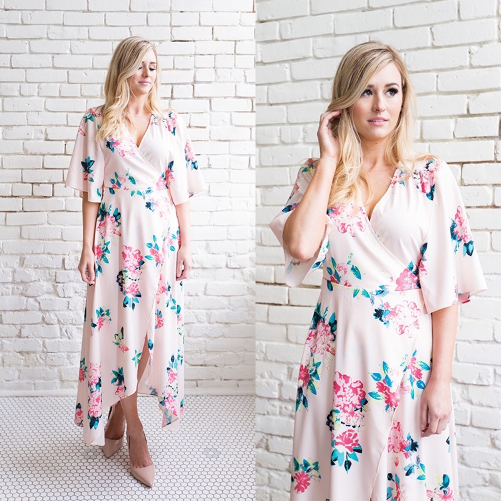 *SALE* Pink Floral Wrap Around Dress