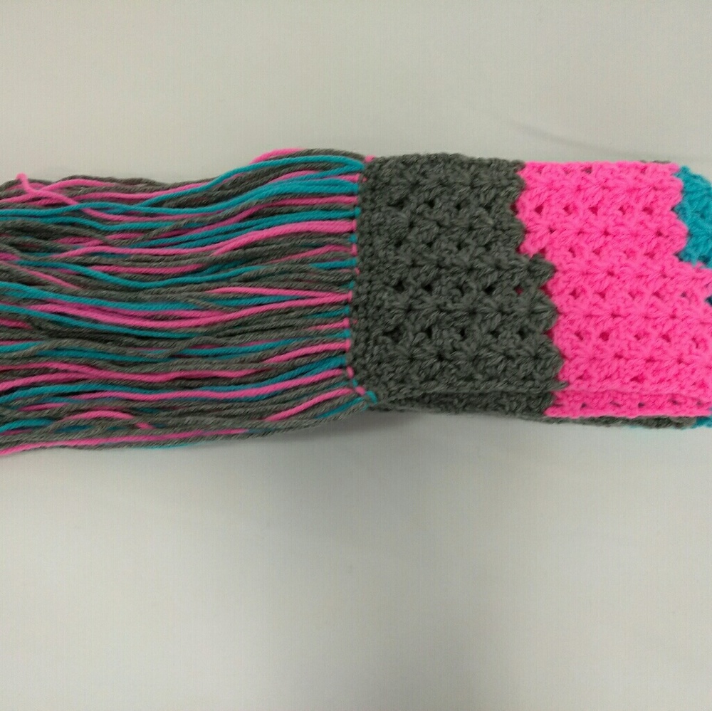 Multi color shell stitch crochet scarf women