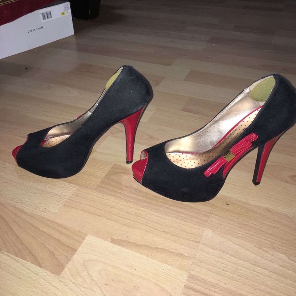 Red and black heels