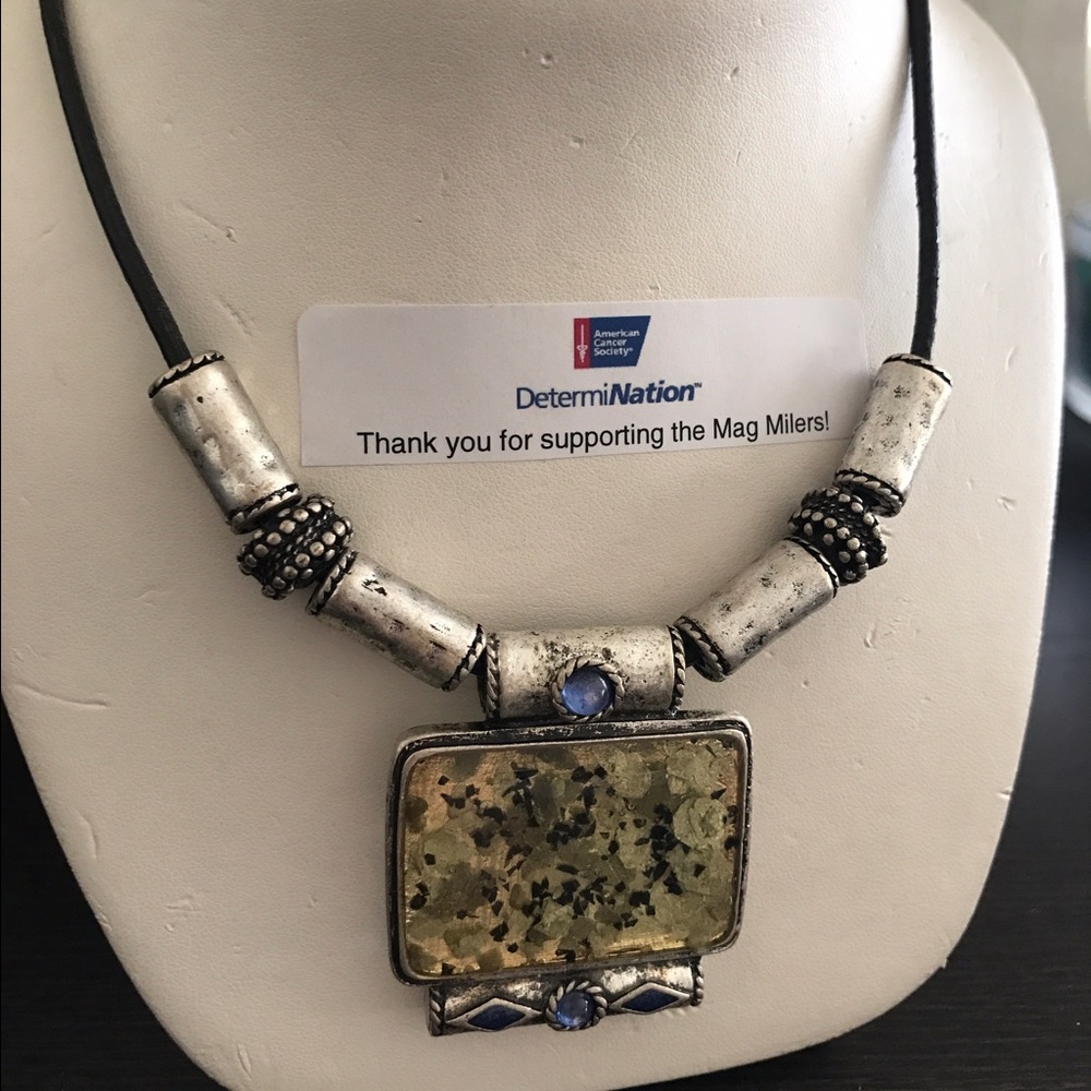 NWT Laura Ashley Silver Pennant Necklace