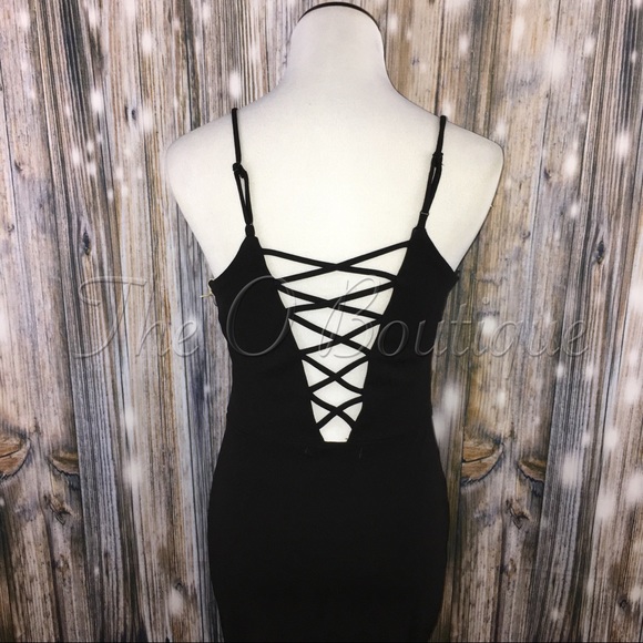 🎉CLEARANCE🎉 Black Spaghetti Strap Lace-Up Dress - Picture 3 of 5
