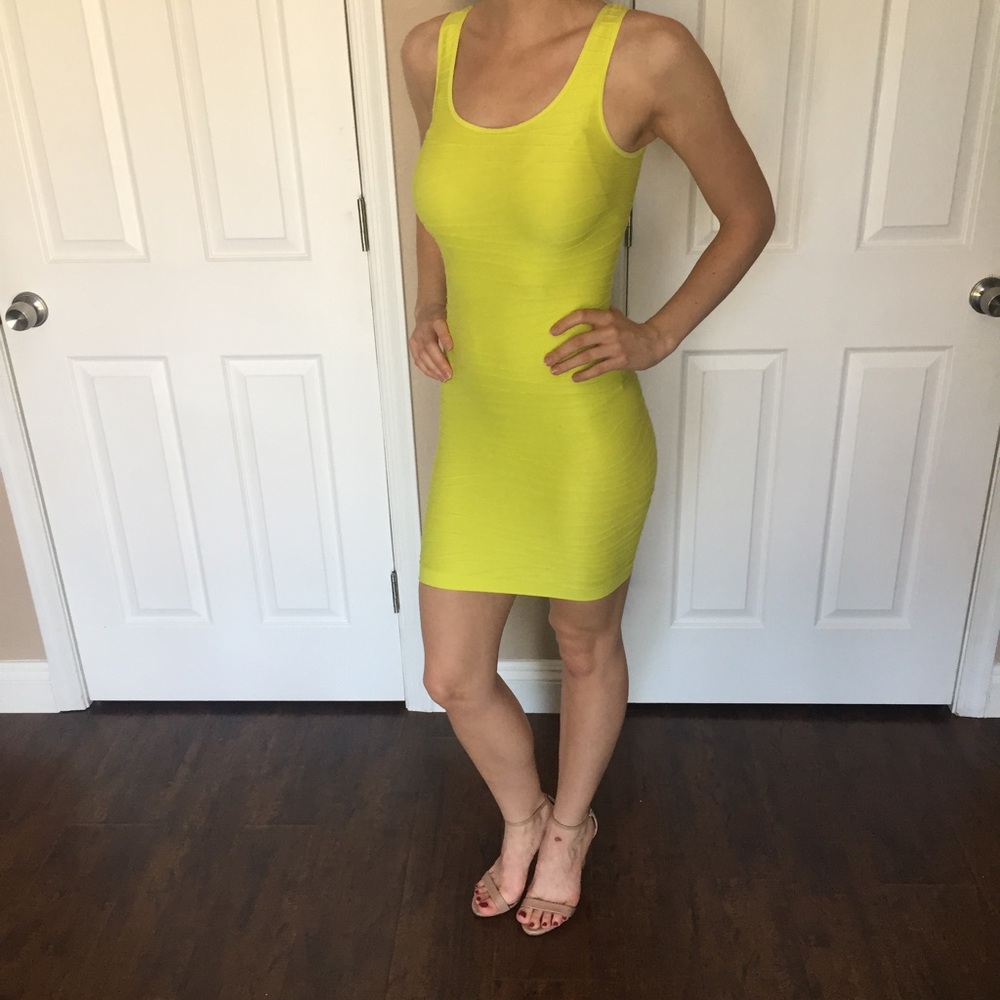 ‼️CLOSET CLOSING 4EVER ‼️Bebe Neon Yellow Dress