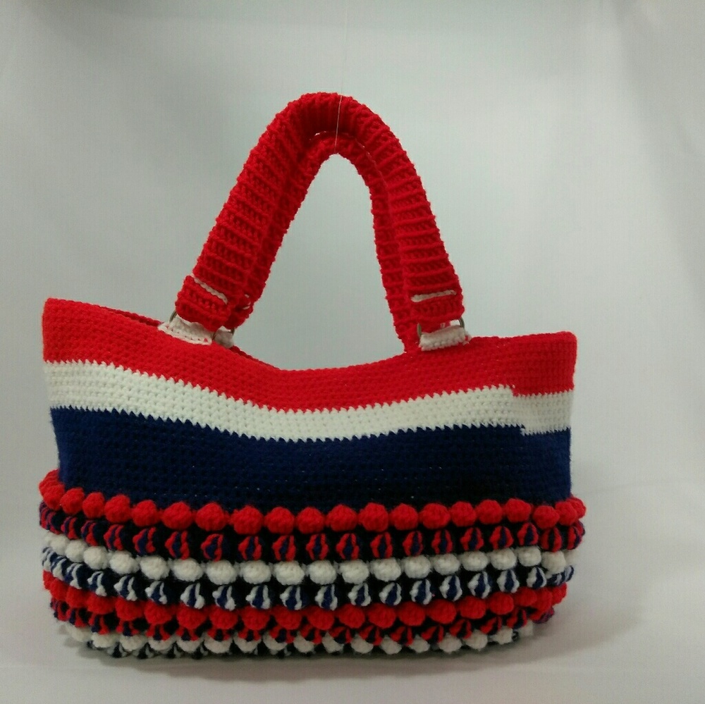 Bubble stitch crochet handbag handmade women