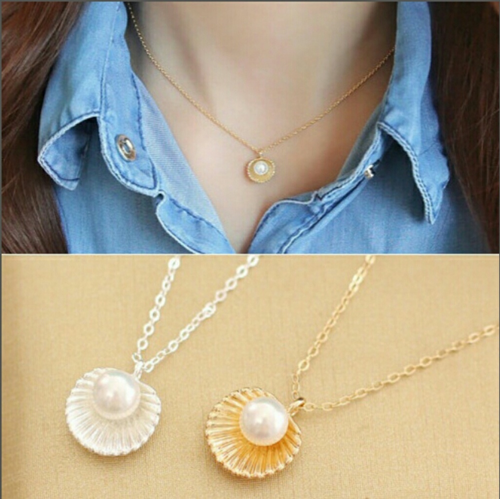 Shell  Pearl Pendant  Necklace