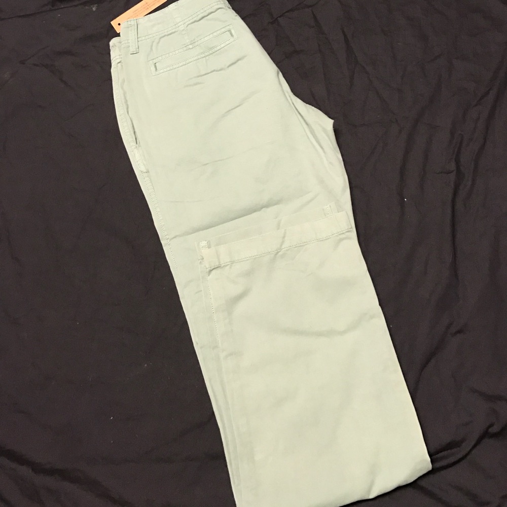 Mens Light green canvas flat front pants