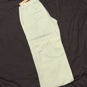 Mens Light green canvas flat front pants