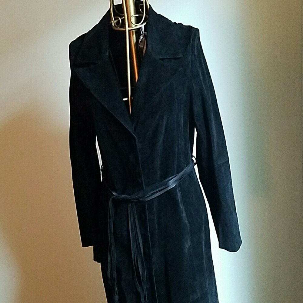 Black Suede Trench Coat