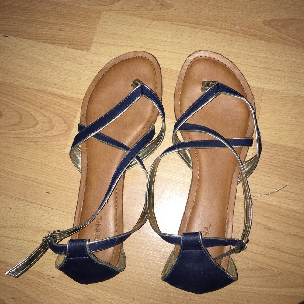 Blue and gold Sandals