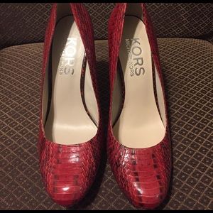 michael kors red snakeskin shoes