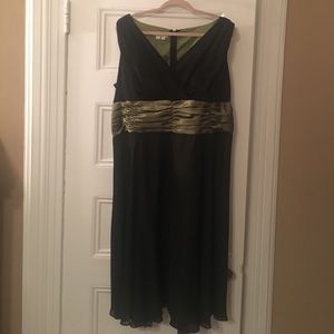 Black sheer dress with olive green accents