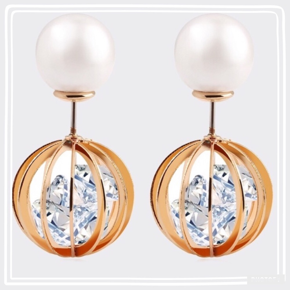 🎉HP-5/3🎉Hollow double side gold pearl earrings
