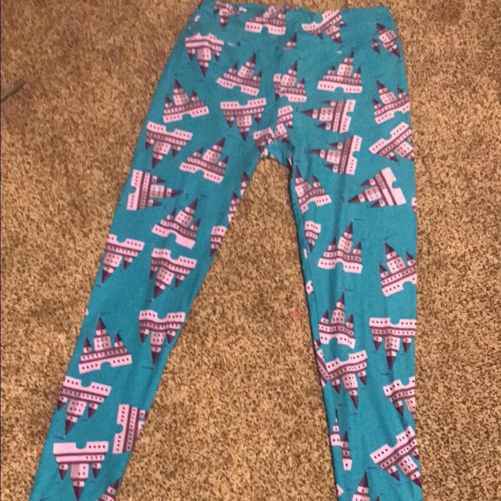 UNICORN LULAROE LEGGINGS- teal and purple castles!