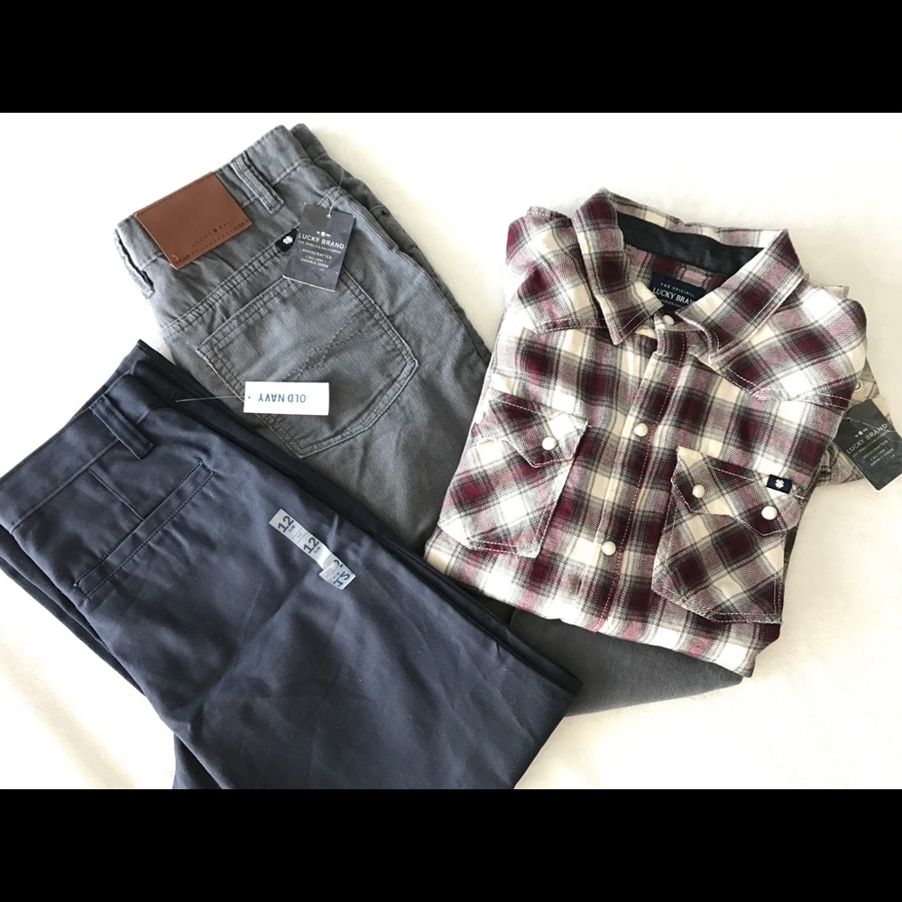 NWT lucky brand L shirt Pants Old Navy 12 boys