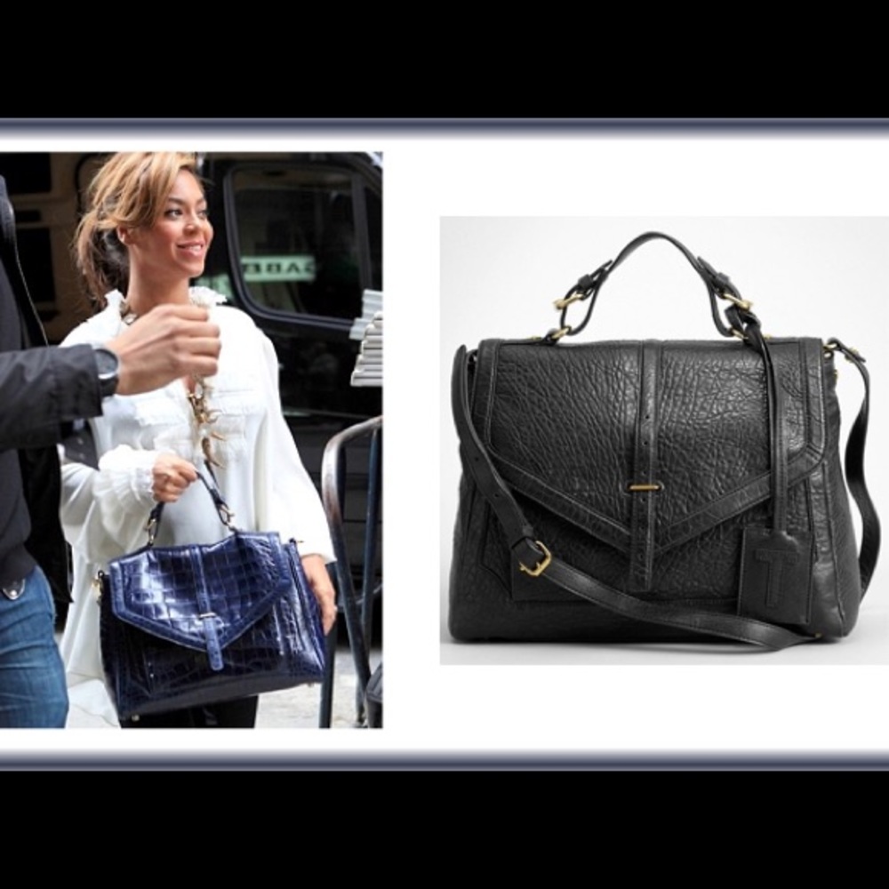 797 Leather Large Convertible Black Satchel