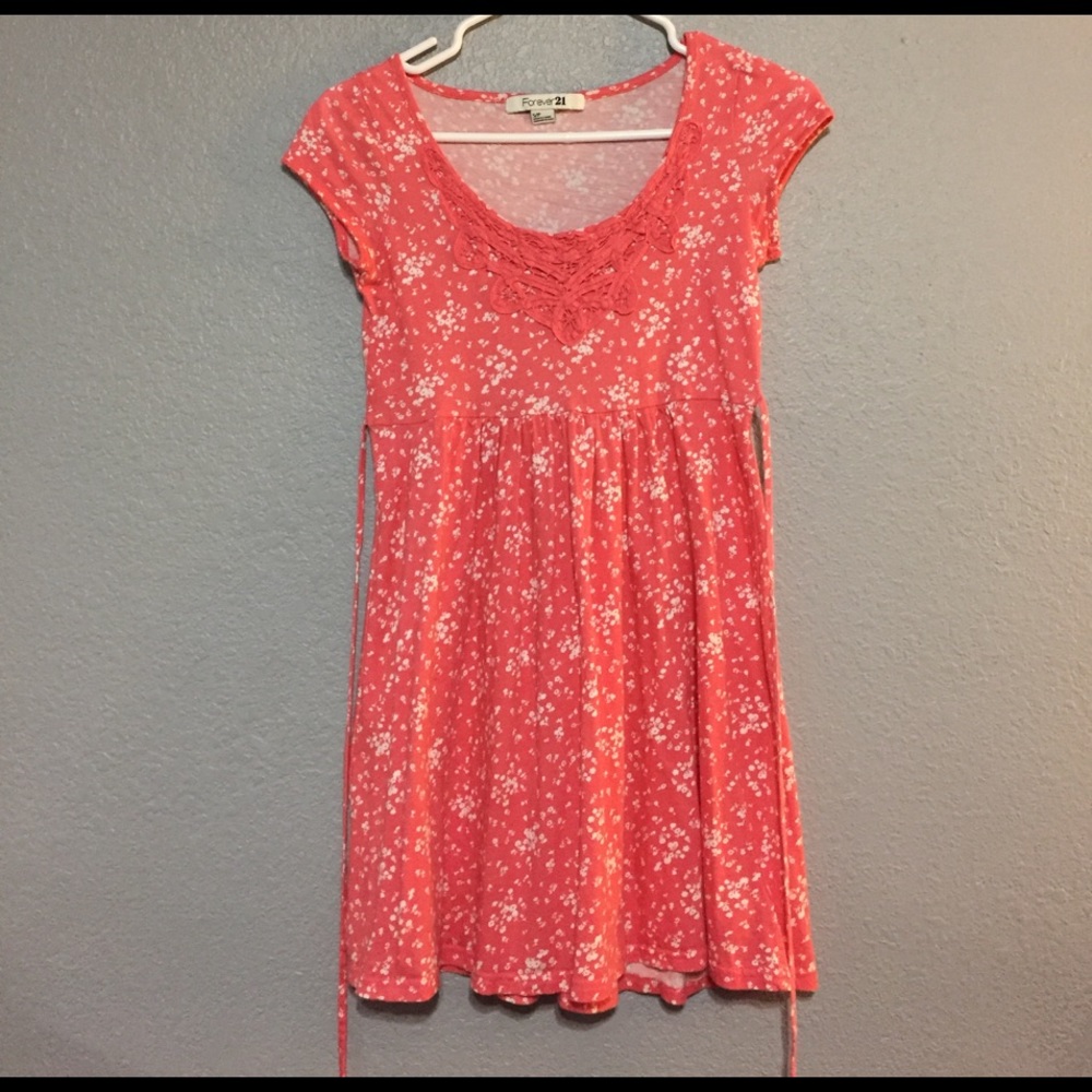 Pink Floral tie back dress