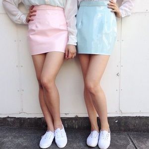 American Apparel baby blue pvc skirt