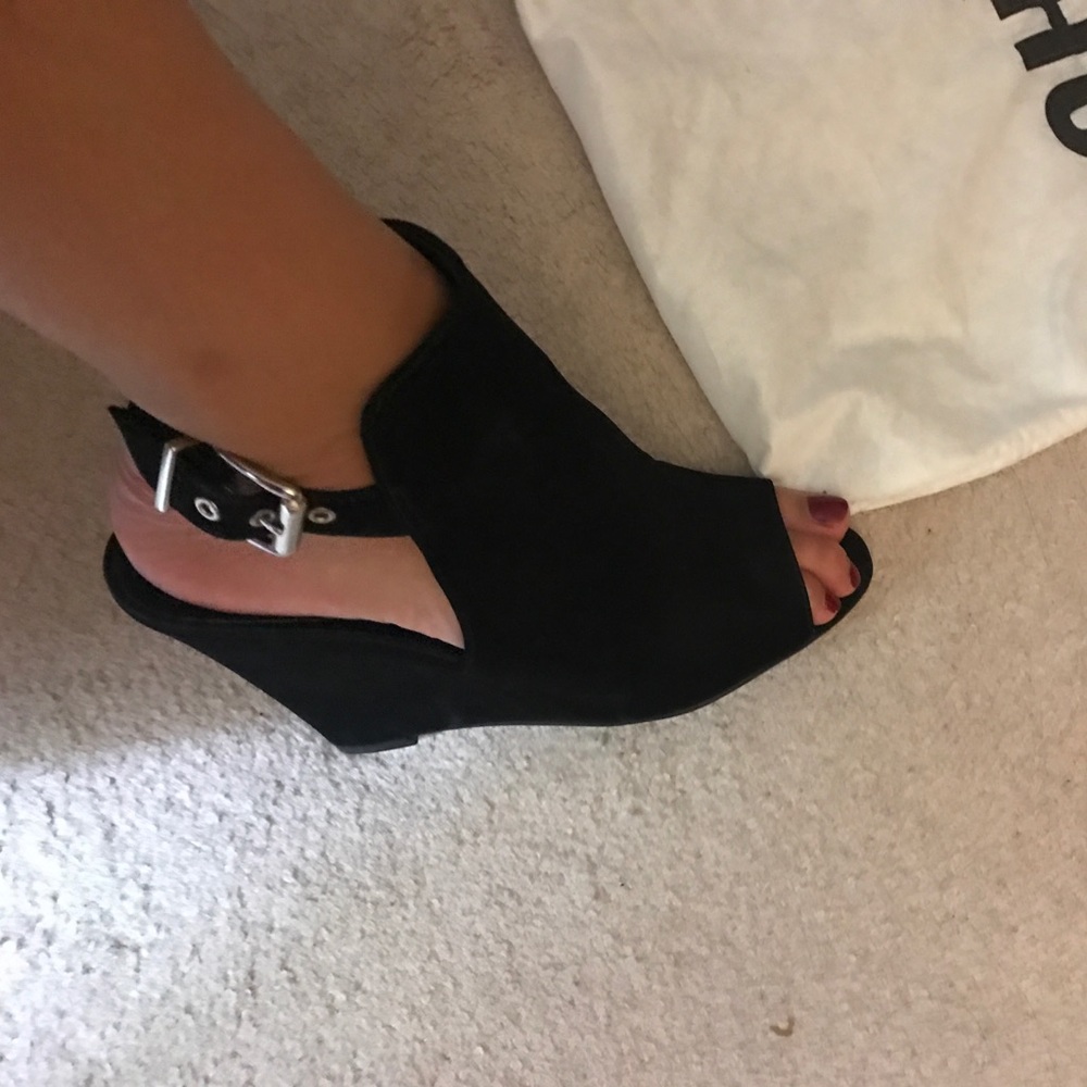 *REDUCED*  Schutz black peep toe wedges - Picture 3 of 4