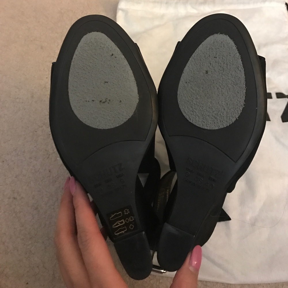 *REDUCED*  Schutz black peep toe wedges - Picture 4 of 4