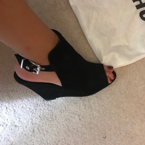 *REDUCED* Schutz black peep toe wedges - Picture 3 of 4