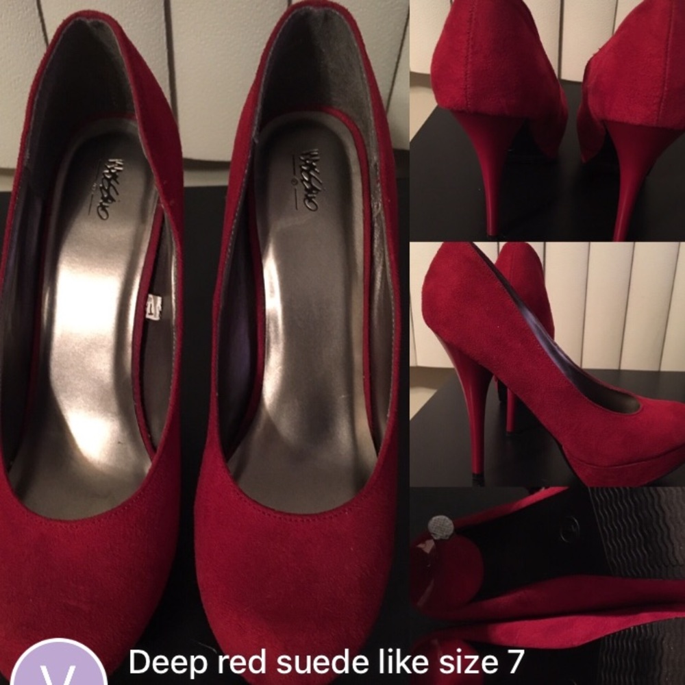 mossimo brand size 7 deep red suede like heels