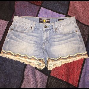 Lucky Brand embroidered jean " Riley shorts"