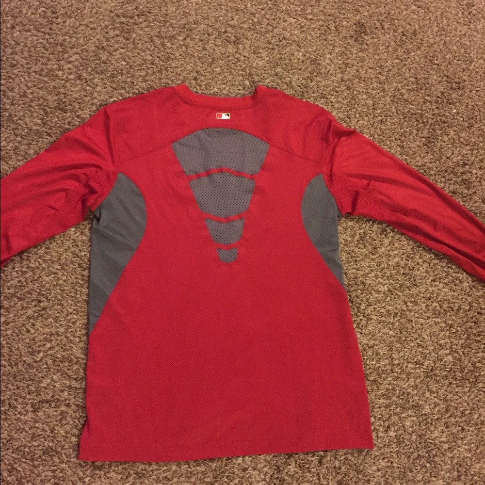 RED NIKE DRI-FIT FITTED PRO-COMBAT SHIRT