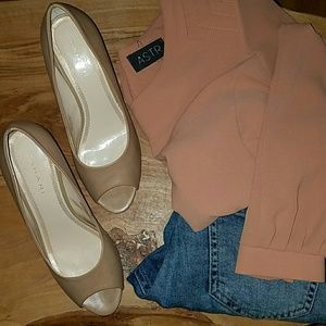 Tan/Cream/Beige Open Toe Heels