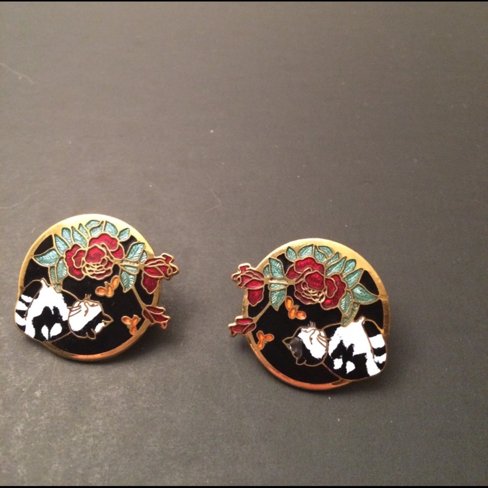 Vintage gold tone enamel rare clips - Picture 1 of 4