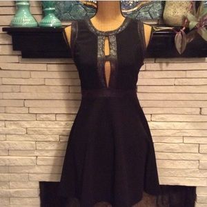 Monteau Short sexy black dress with cut outs