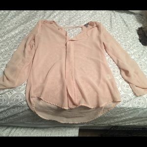 Quarter sleeve sheer top