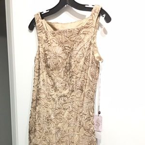 Sue Wong gold long dress new with the tag