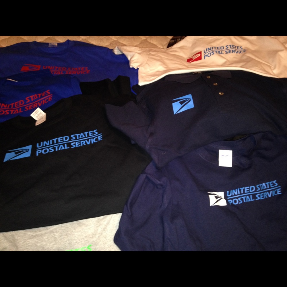 2 postal tee shirts baseball style