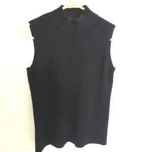 Classic Black Turtleneck Sleeveless Top S -