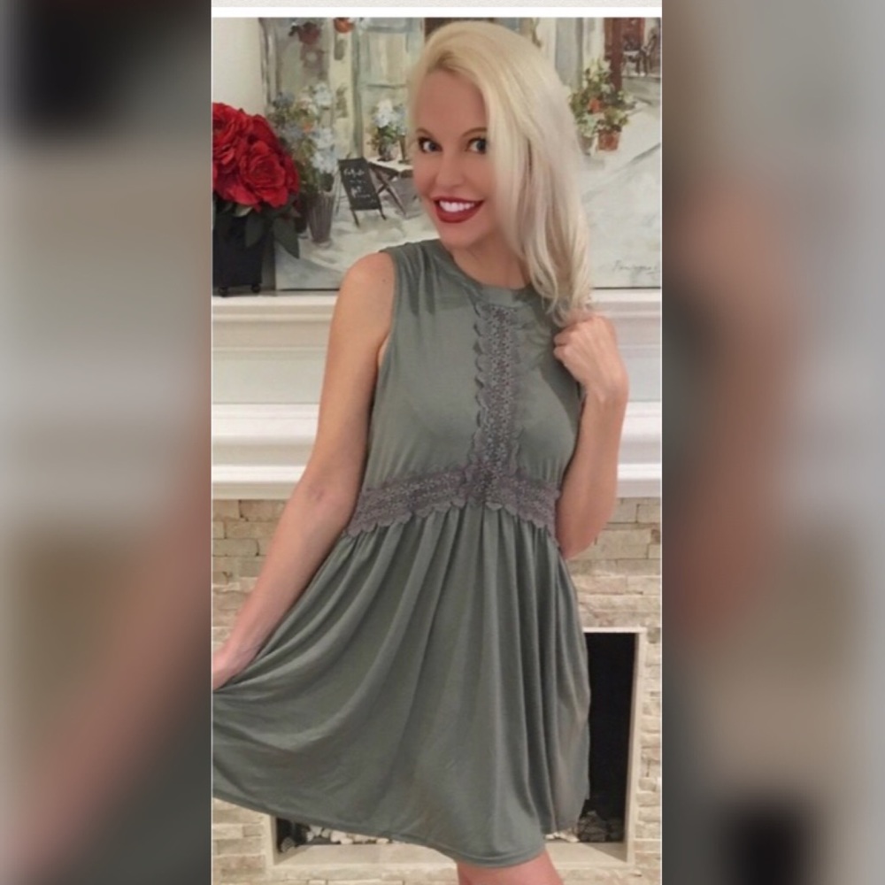 LAST 1! 💕Light olive lace contrast tunic/dress - Picture 5 of 6