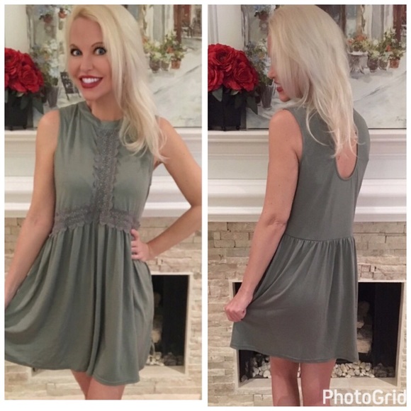 LAST 1! 💕Light olive lace contrast tunic/dress - Picture 3 of 6