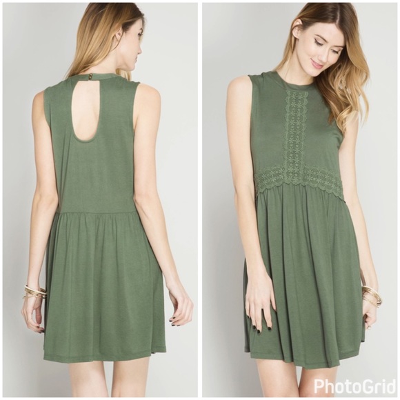 LAST 1! 💕Light olive lace contrast tunic/dress - Picture 2 of 6