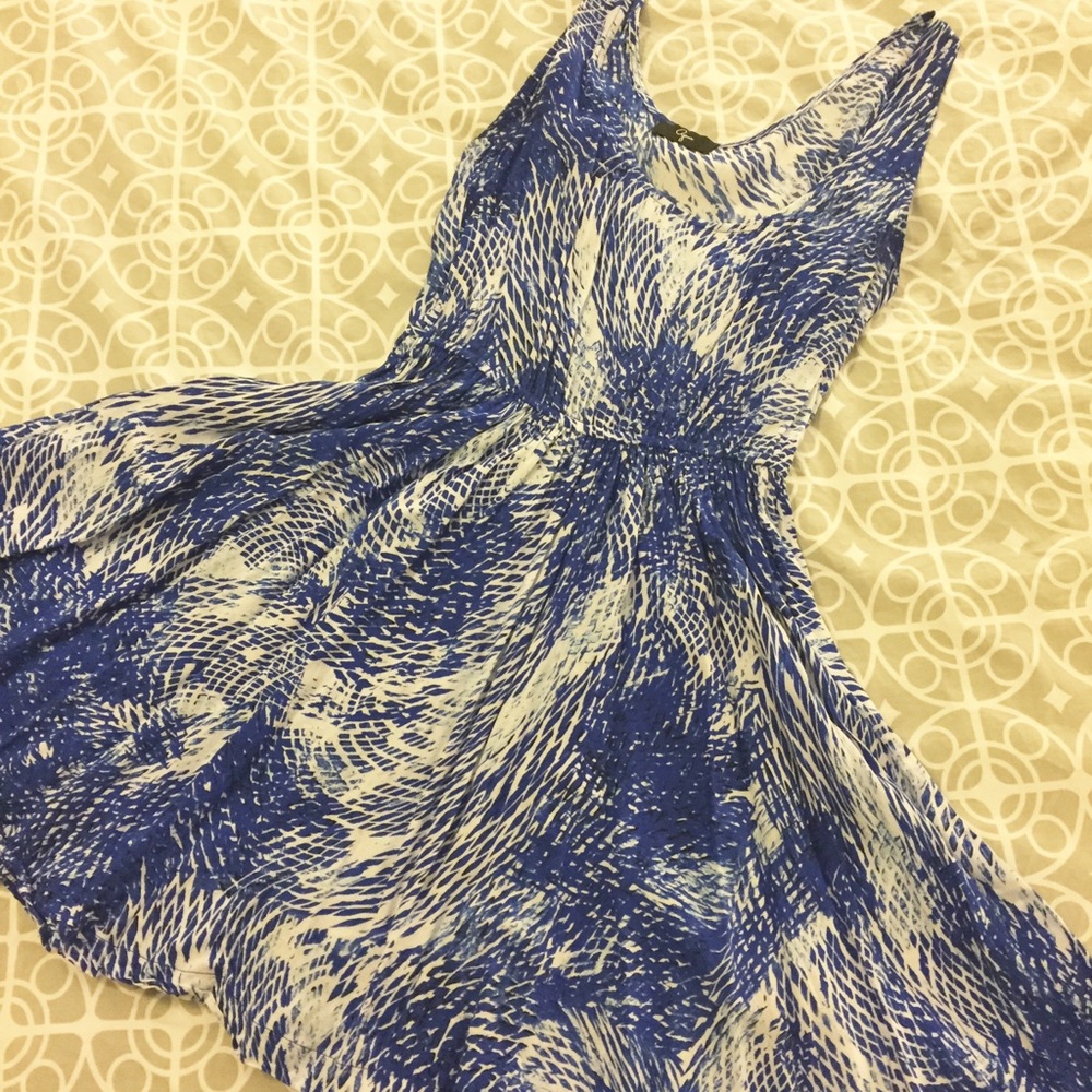 HP!✨Aqua // blue patterned skater dress