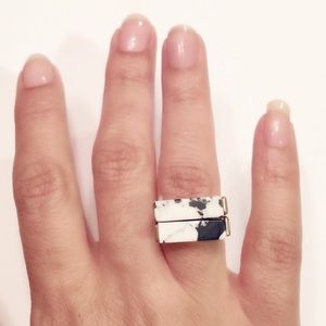 ๐White Turquoise Stone Gold Tone Rings