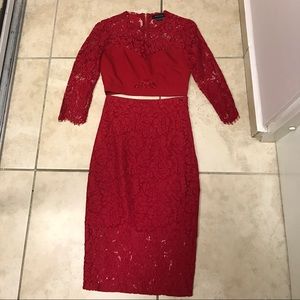 Marciano Lace Crop Top & Midi Skirt