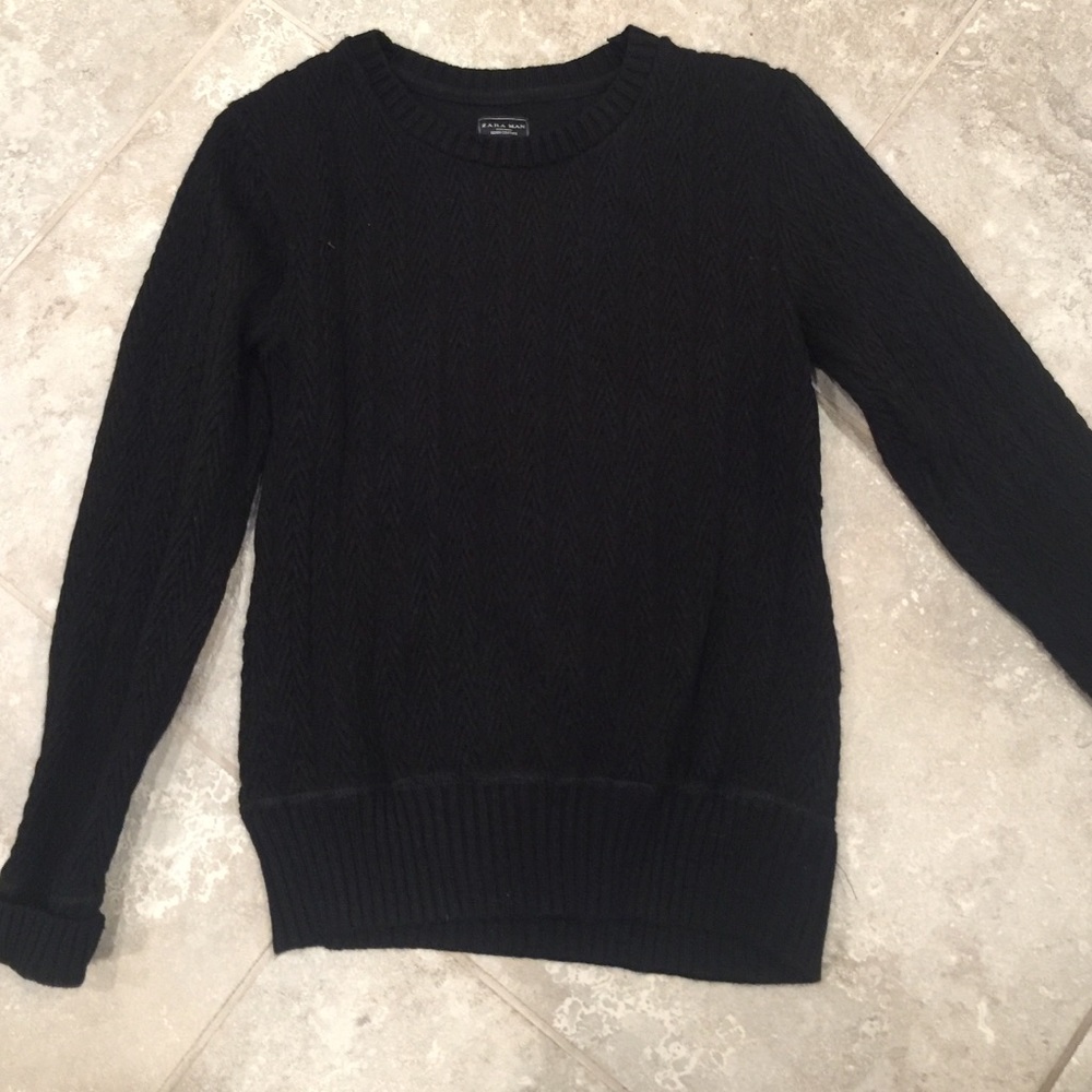 Zara Man black cable knit sweater size medium