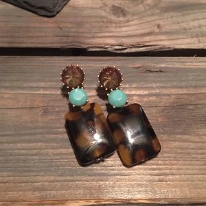 J.Crew tortoise and turquoise drop earring