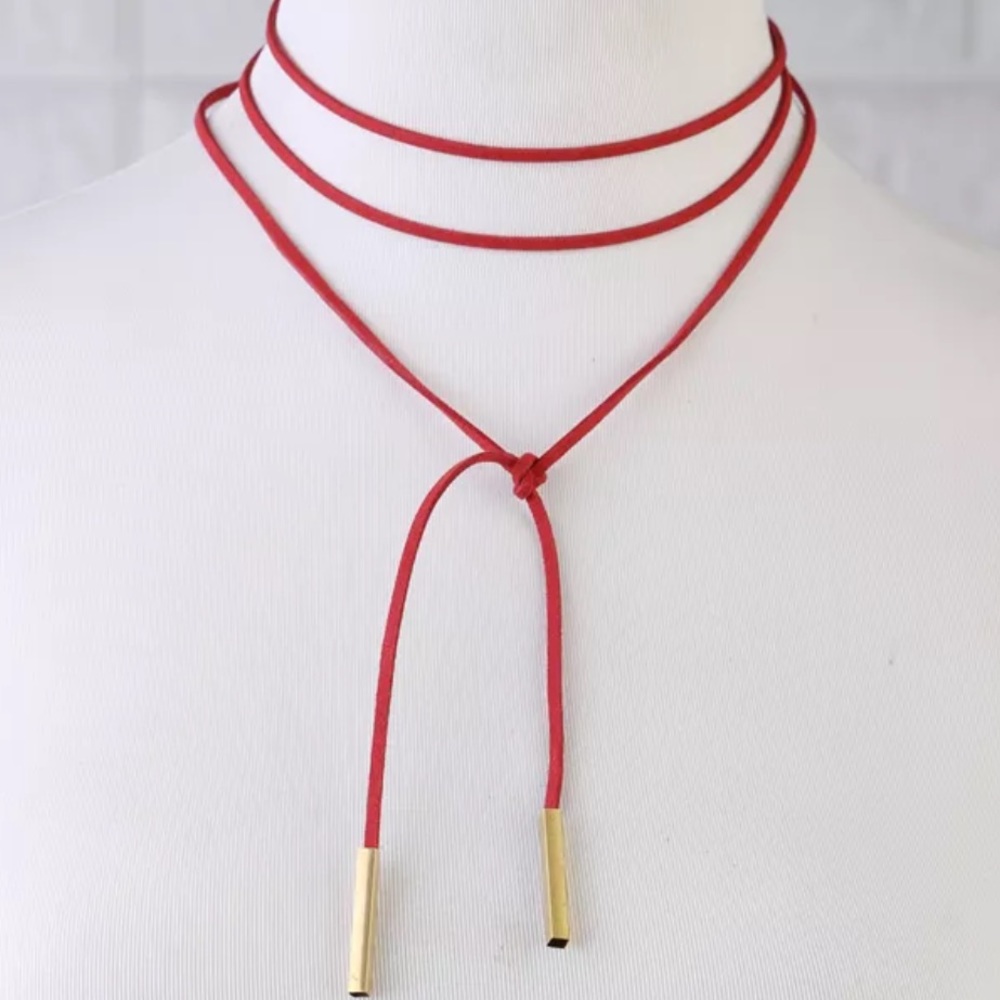 Red Vegan Leather Lariat