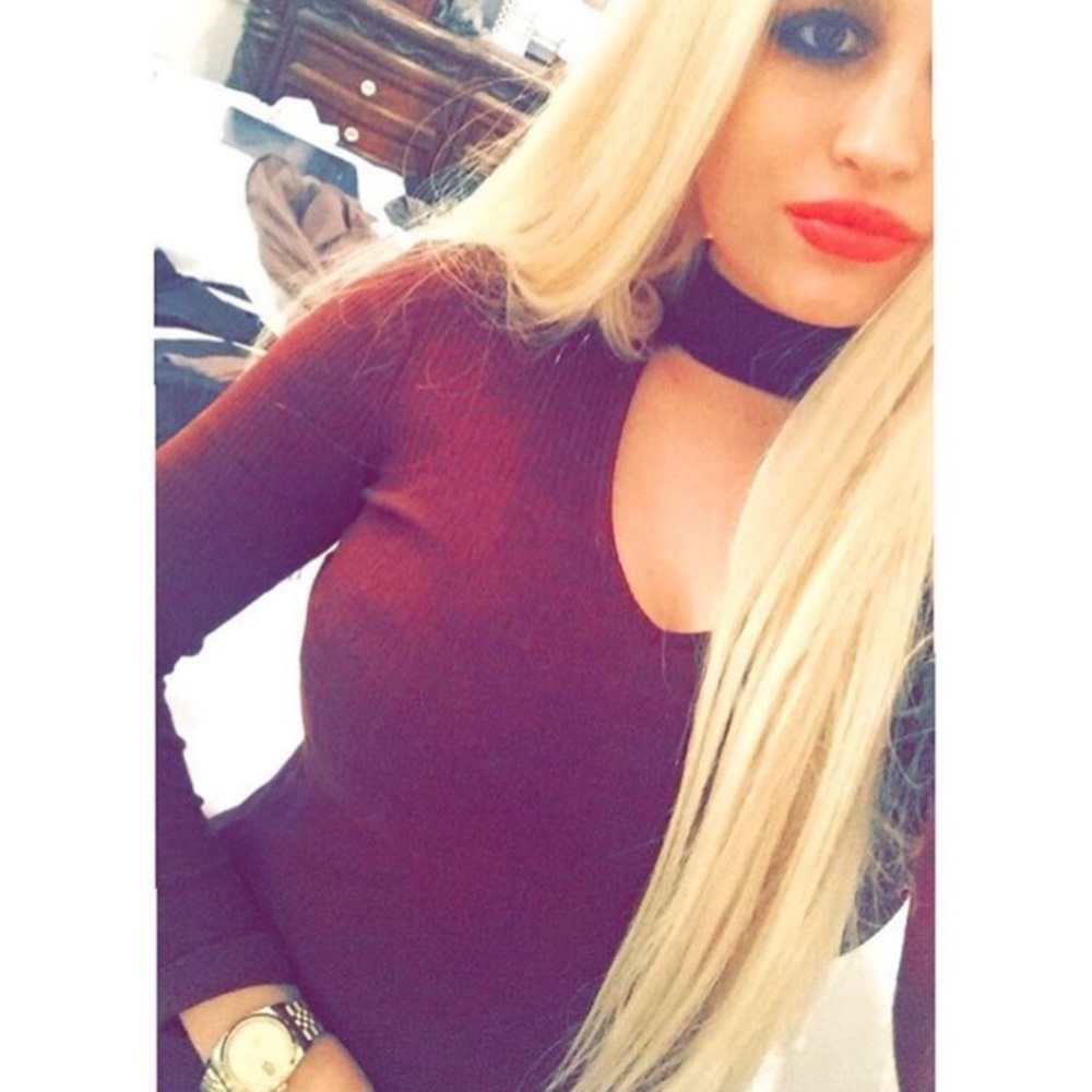 Burgundy long sleeve choker dress